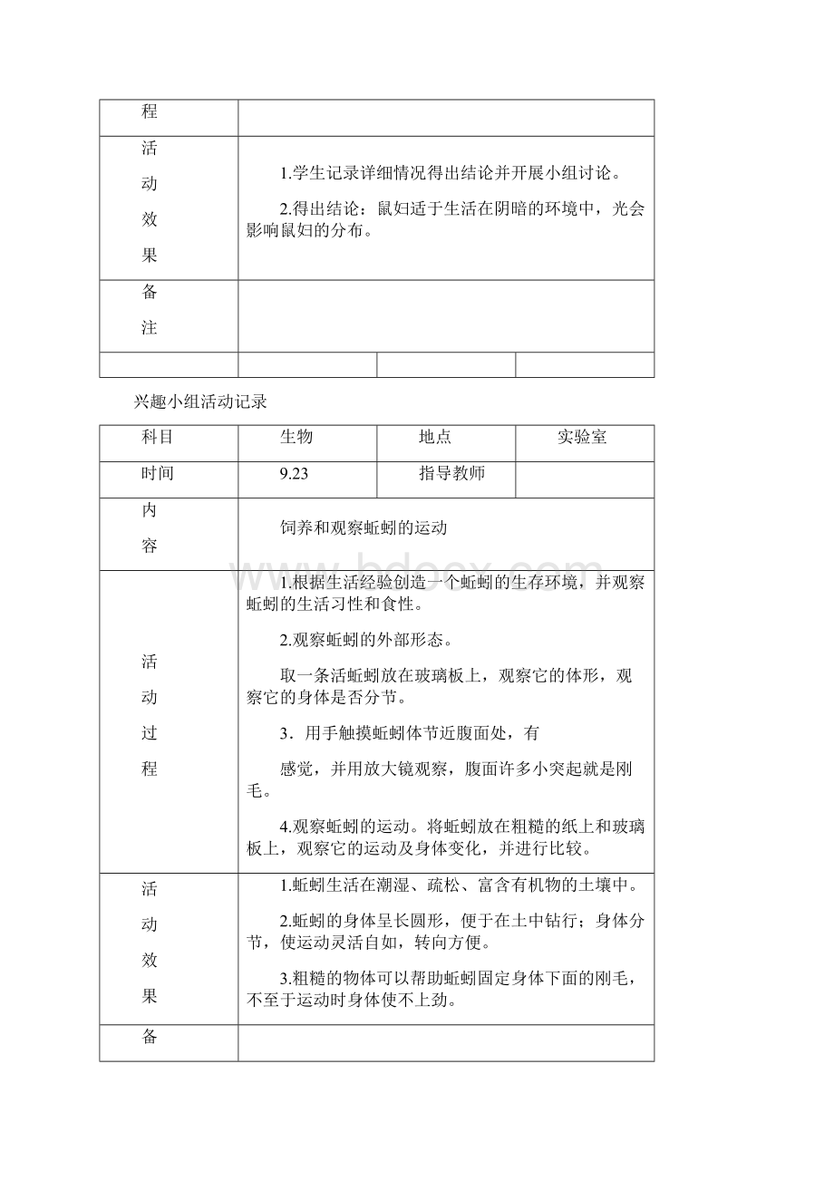 生物兴趣小组活动记录Word文档下载推荐.docx_第2页