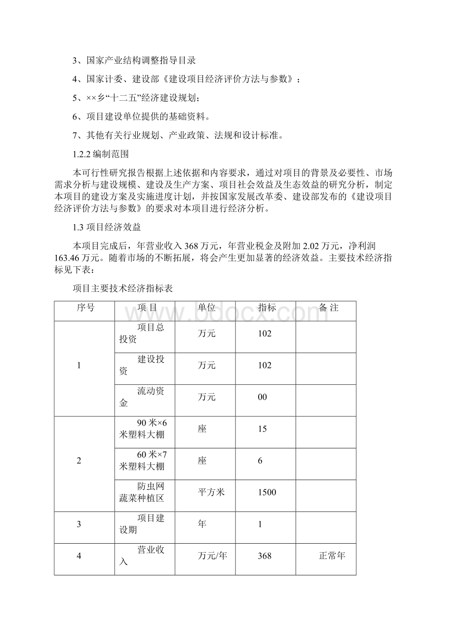 大棚蔬菜示范种植基地扶贫项目可行性研究报告Word格式文档下载.docx_第2页