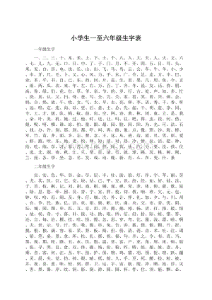 小学生一至六年级生字表.docx