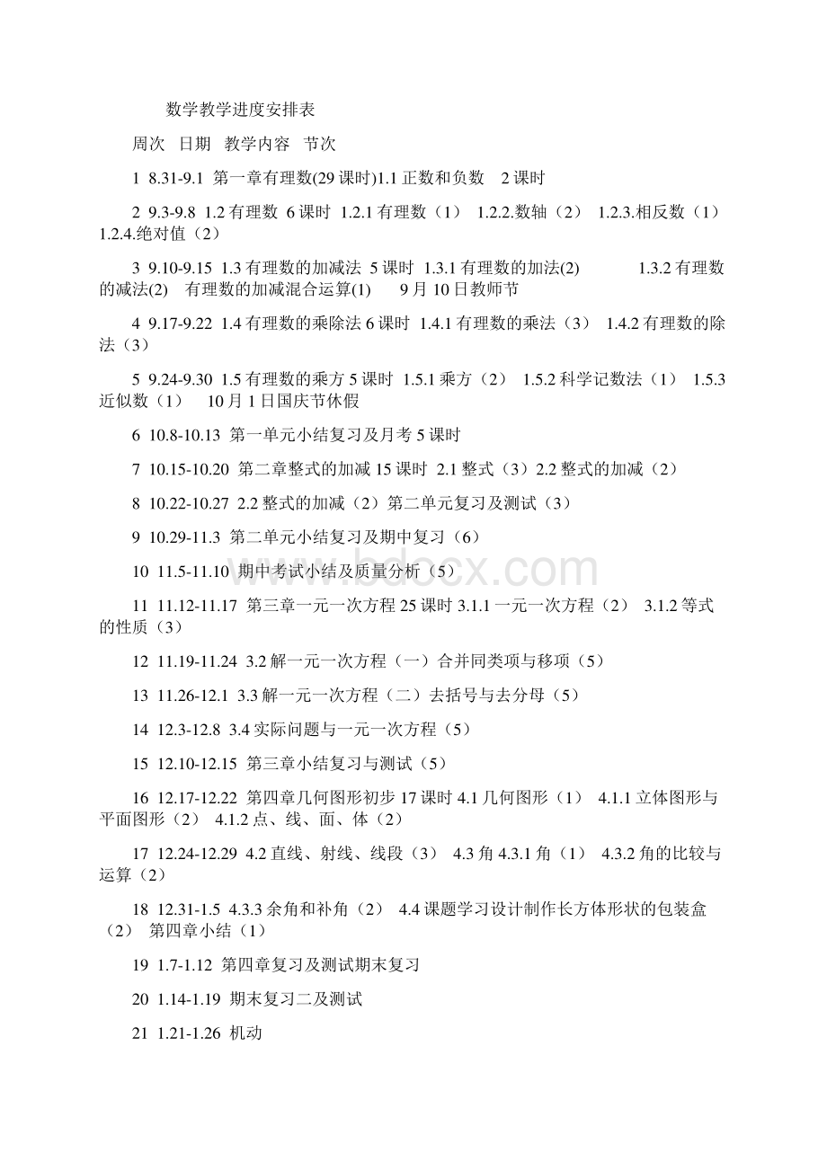 人教版七年级数学上册教学计划.docx_第3页