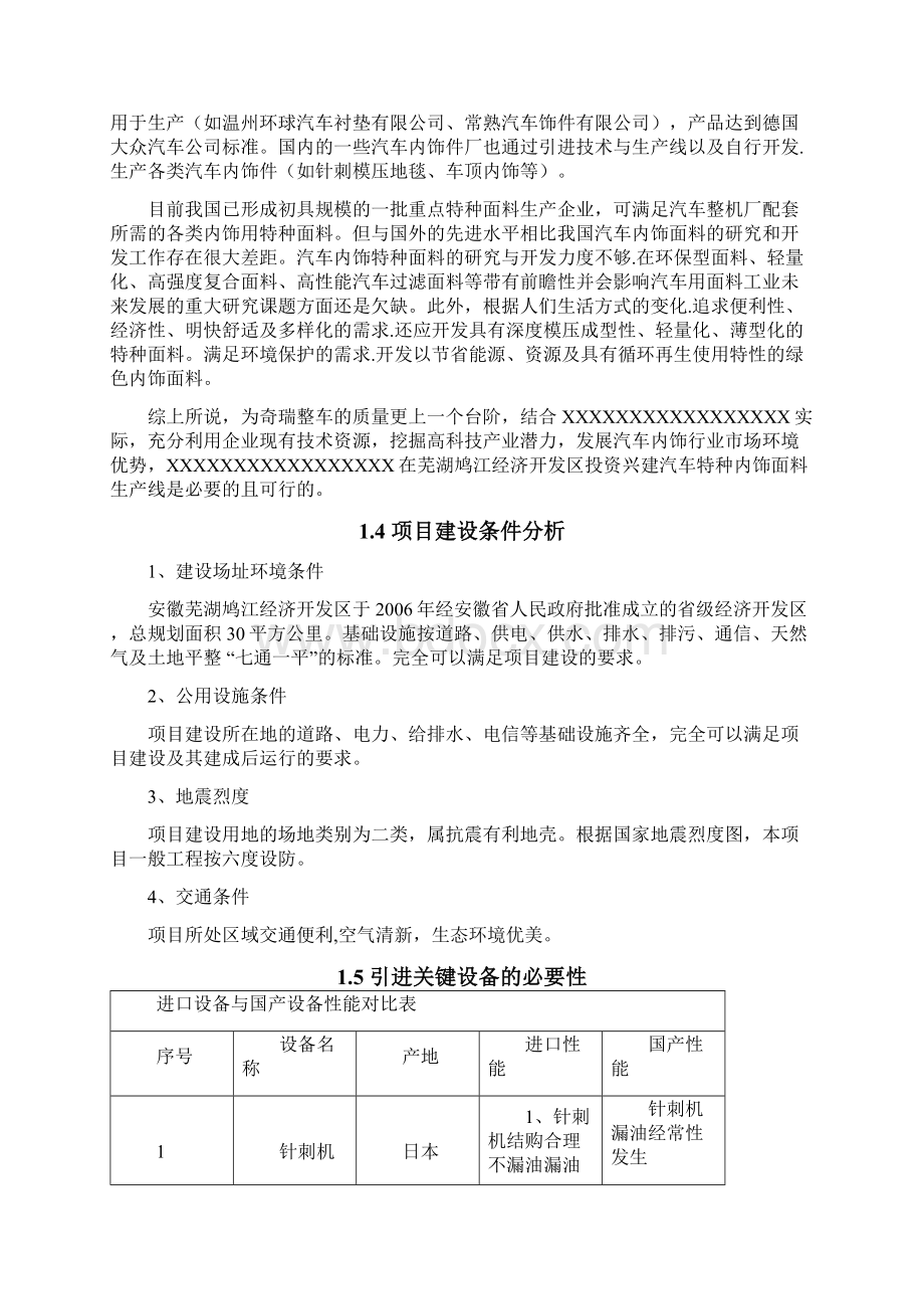 精编完整版年产2万吨汽车内饰特种面料项目可研报告Word下载.docx_第3页