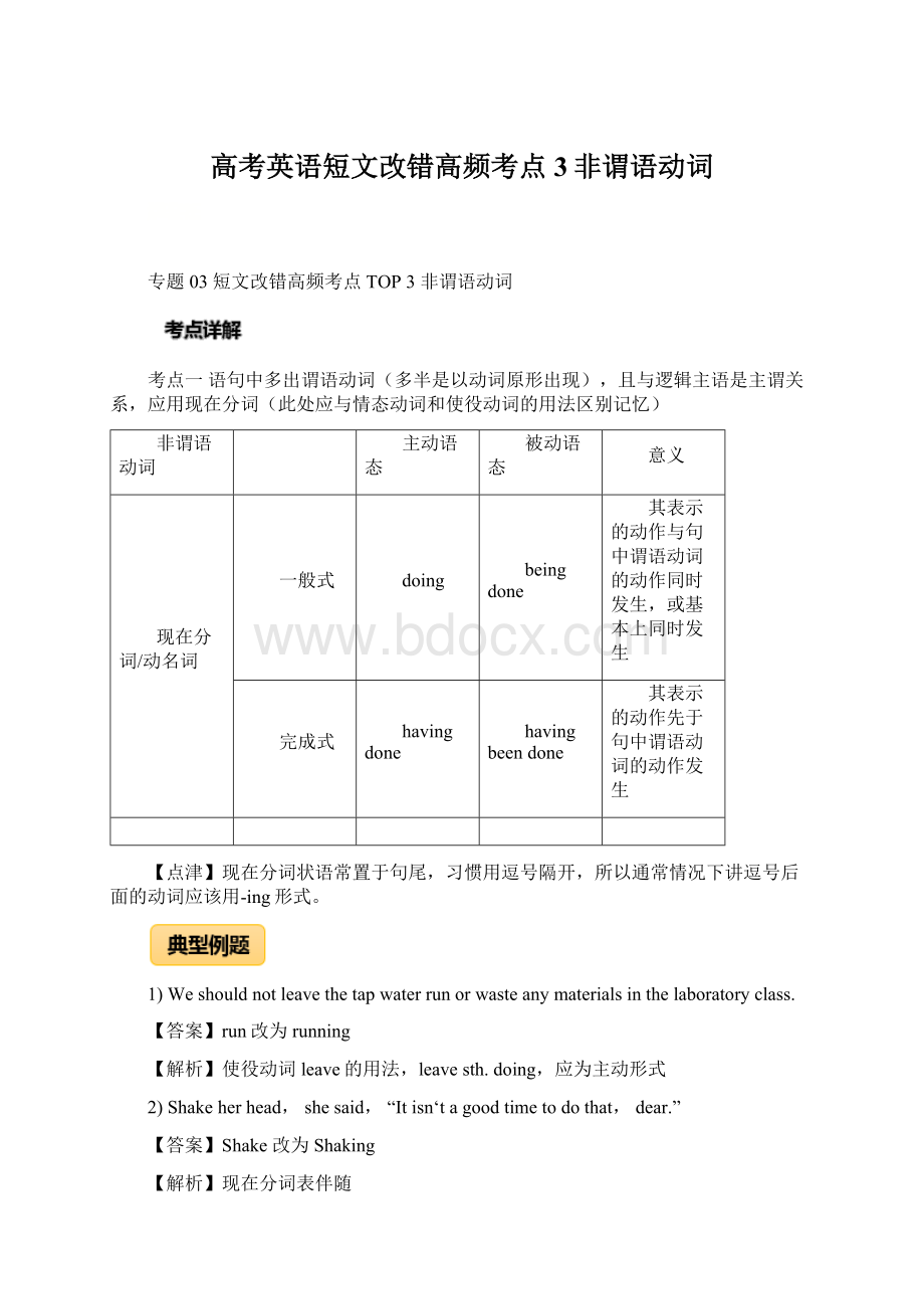 高考英语短文改错高频考点3非谓语动词Word文件下载.docx