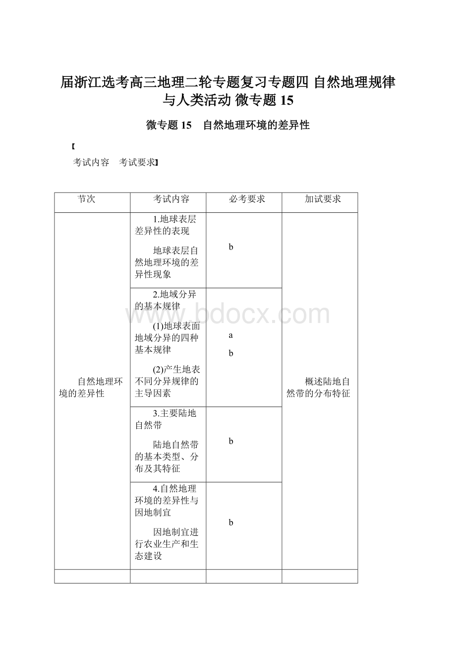 届浙江选考高三地理二轮专题复习专题四 自然地理规律与人类活动微专题15.docx_第1页