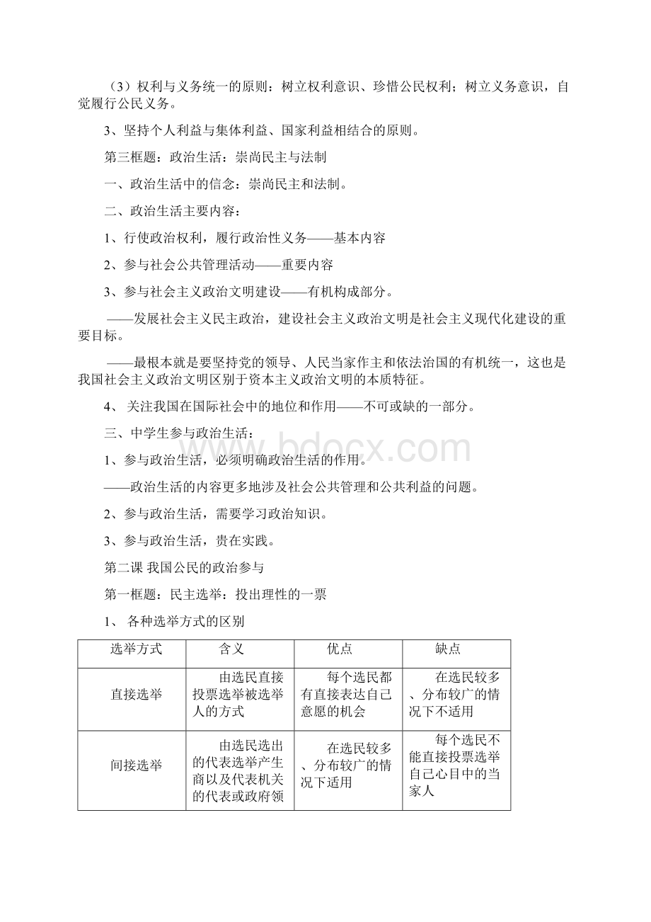 高中人教版必修二政治生活知识点总结.docx_第3页