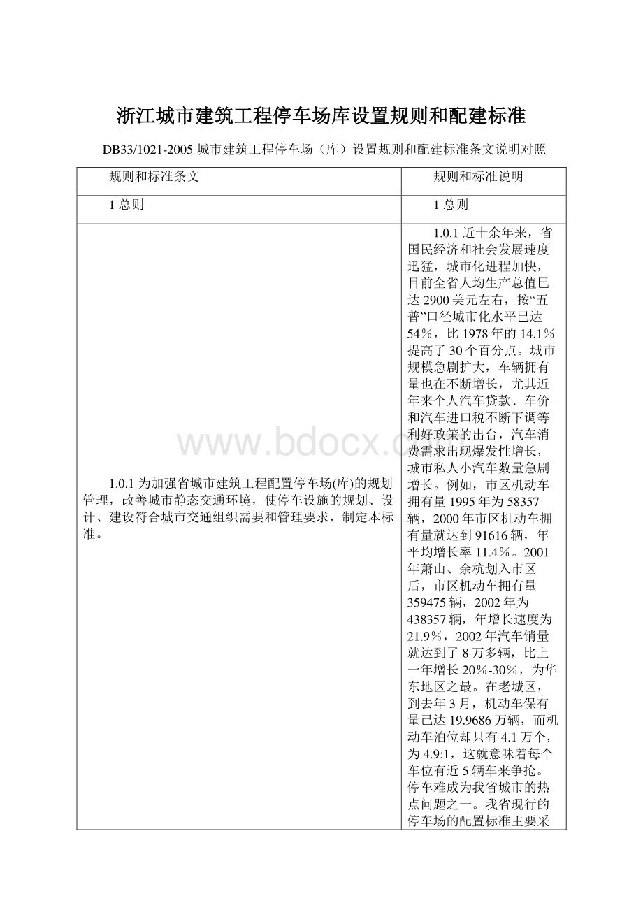 浙江城市建筑工程停车场库设置规则和配建标准文档格式.docx_第1页