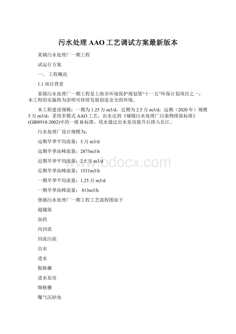 污水处理AAO工艺调试方案最新版本.docx