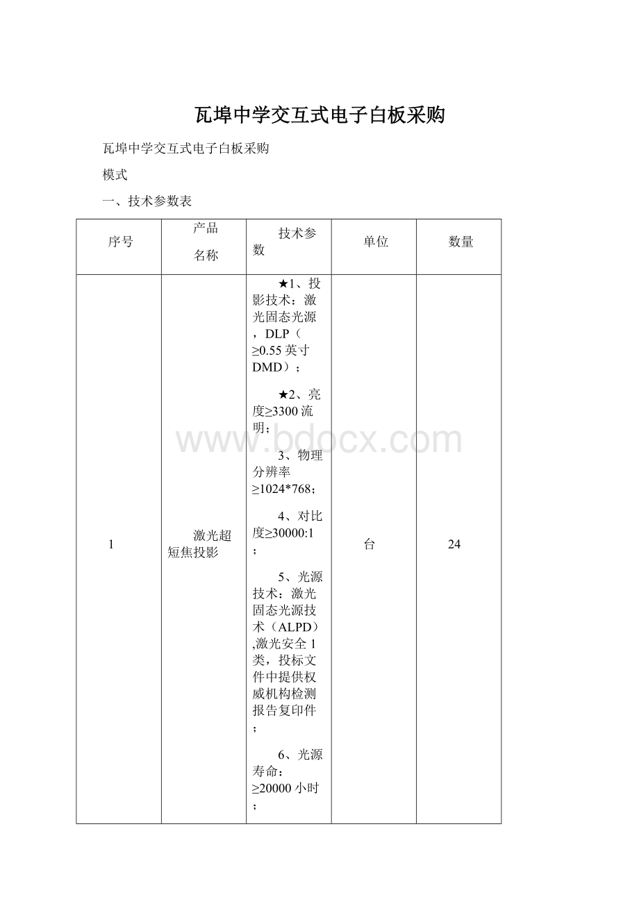 瓦埠中学交互式电子白板采购Word格式.docx