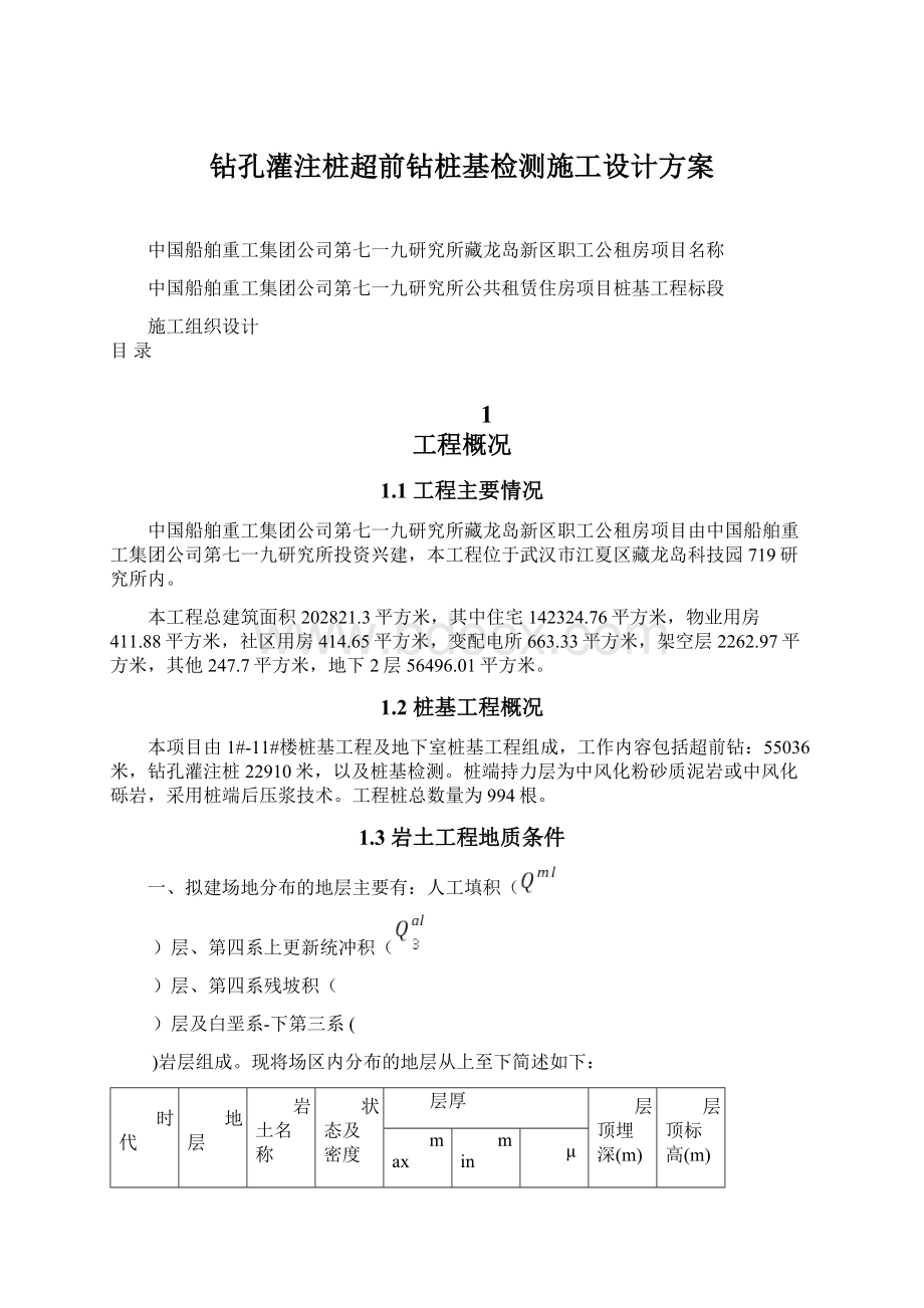 钻孔灌注桩超前钻桩基检测施工设计方案.docx