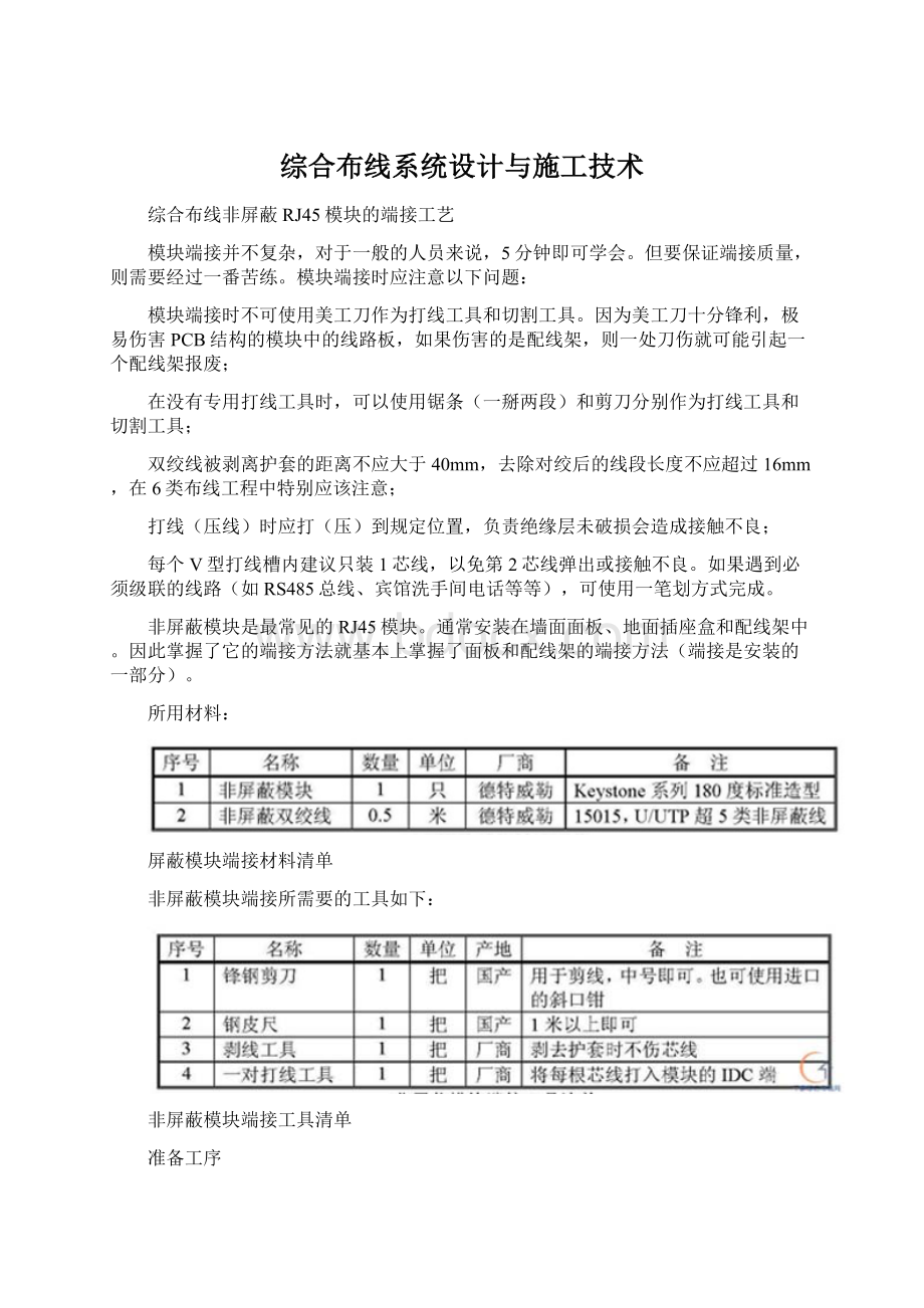 综合布线系统设计与施工技术Word文档格式.docx_第1页