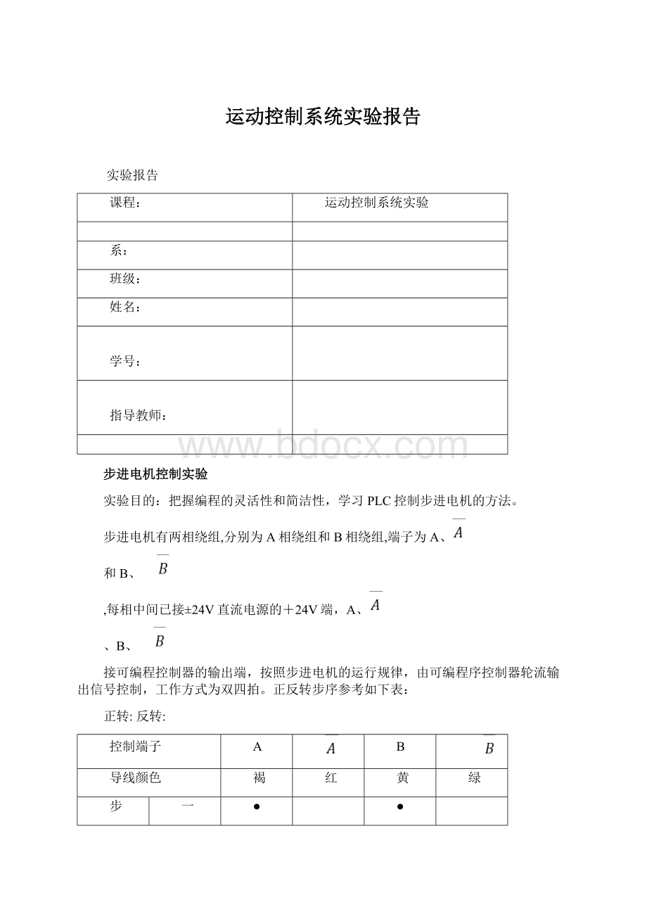 运动控制系统实验报告Word格式.docx_第1页