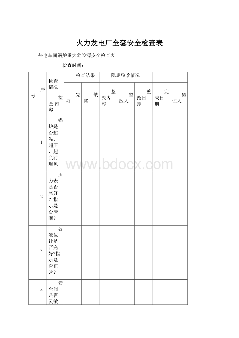 火力发电厂全套安全检查表Word下载.docx_第1页