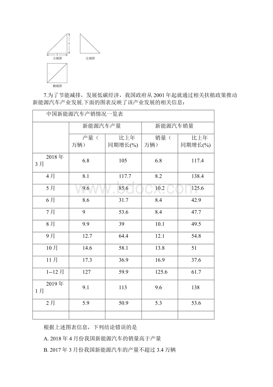 山东省济南市届高三年级学习质量针对性检测文科数学试题.docx_第2页