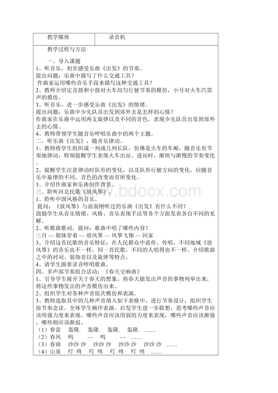 人教版二年级下册音乐教案表格式.docx_第3页