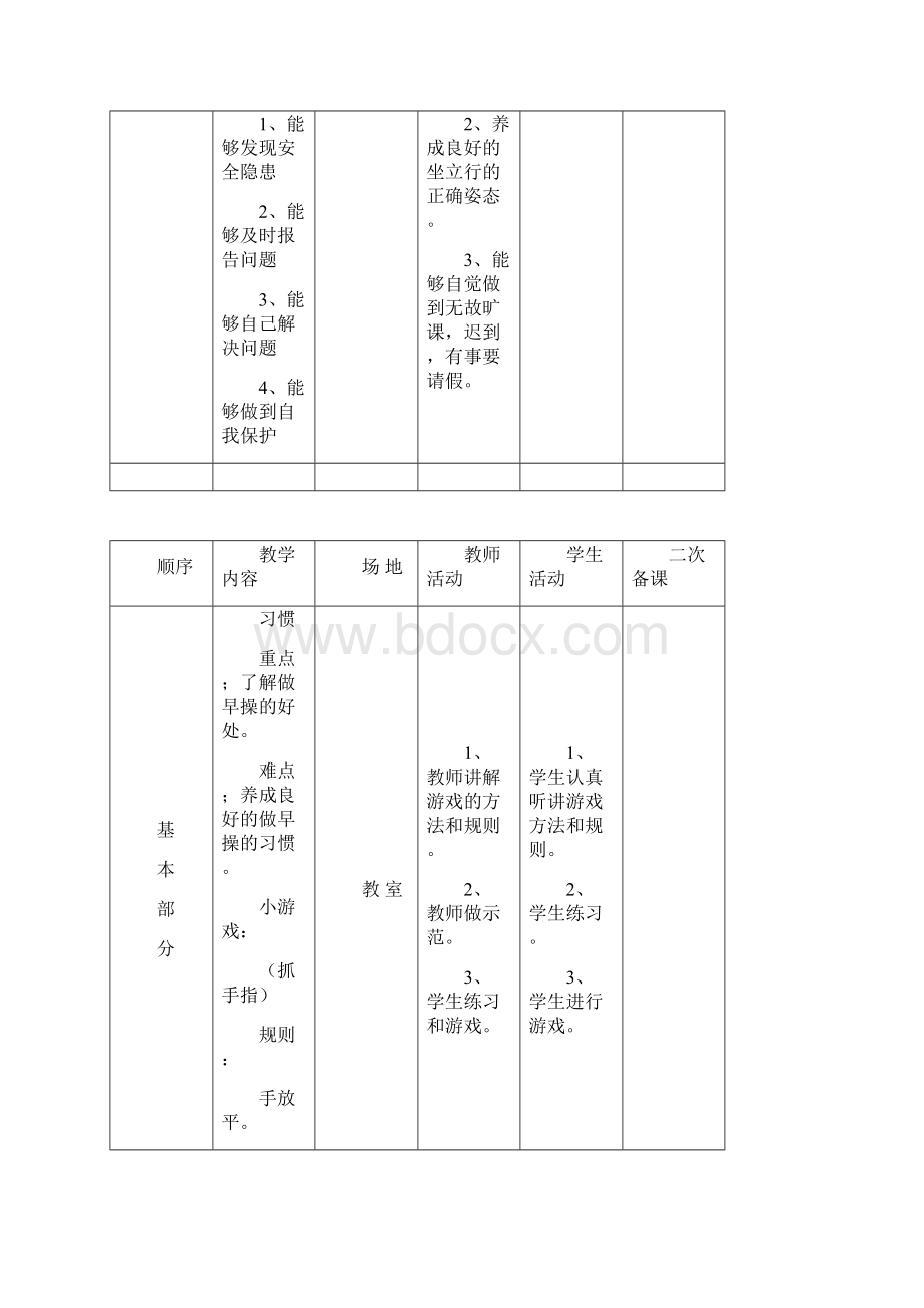 小学一年级体育上册教案表格式73372483.docx_第2页