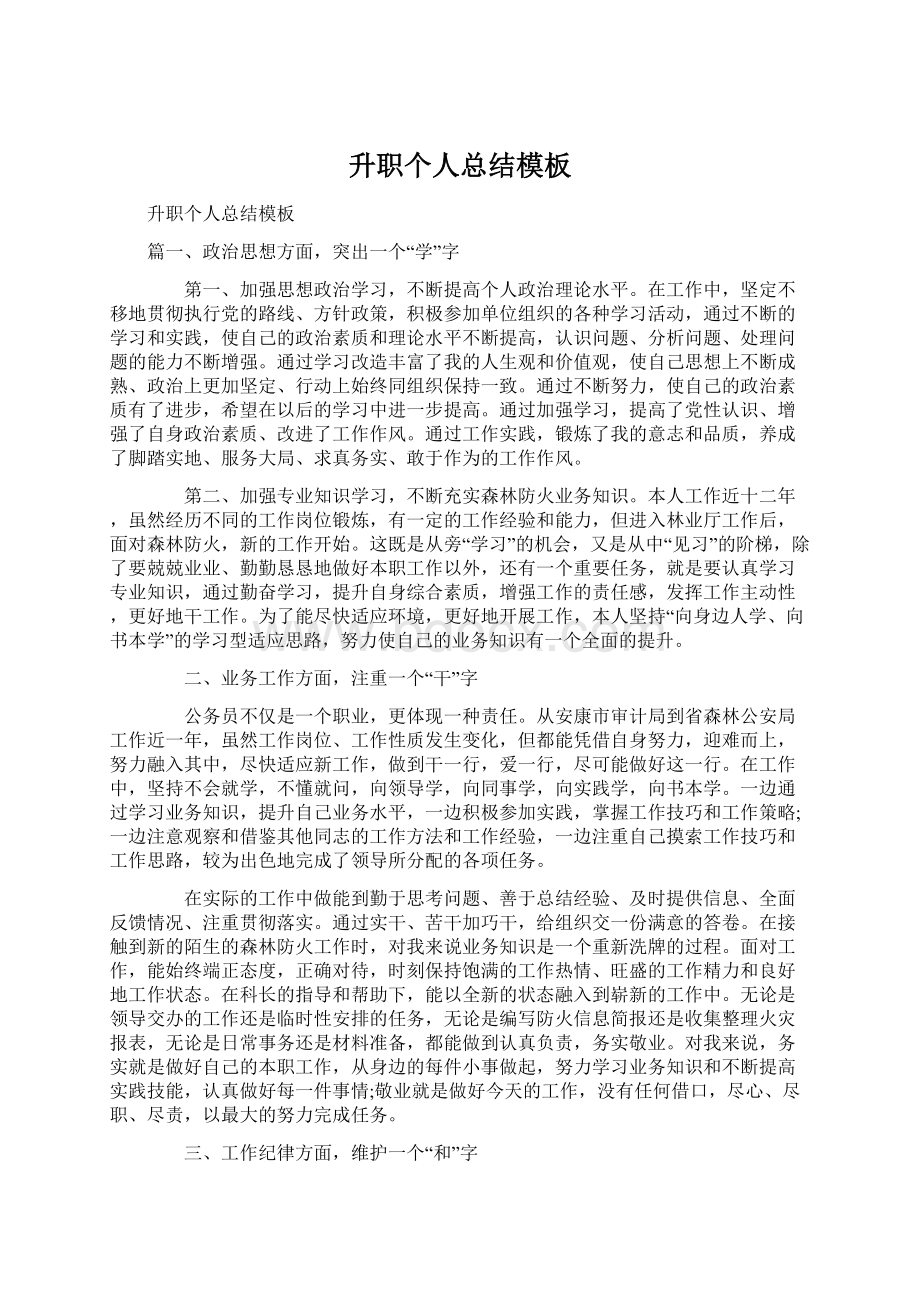 升职个人总结模板Word格式文档下载.docx_第1页