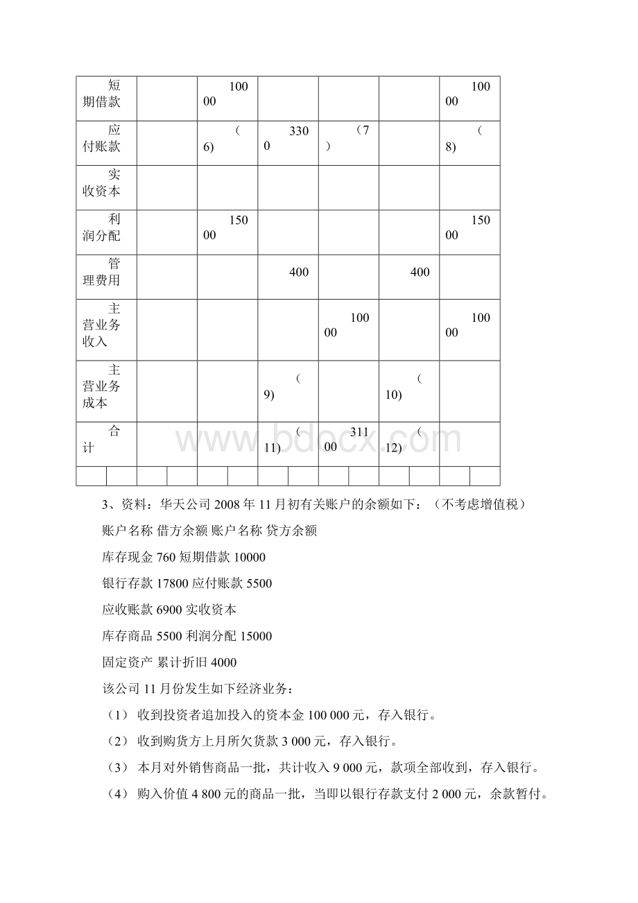 会计基础无纸化考试综合练习题 试算平衡表范文.docx_第3页