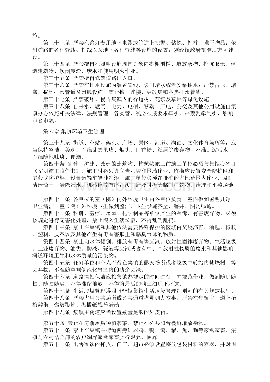 乡镇城市市容和环境管理办法试行剖析文档格式.docx_第3页