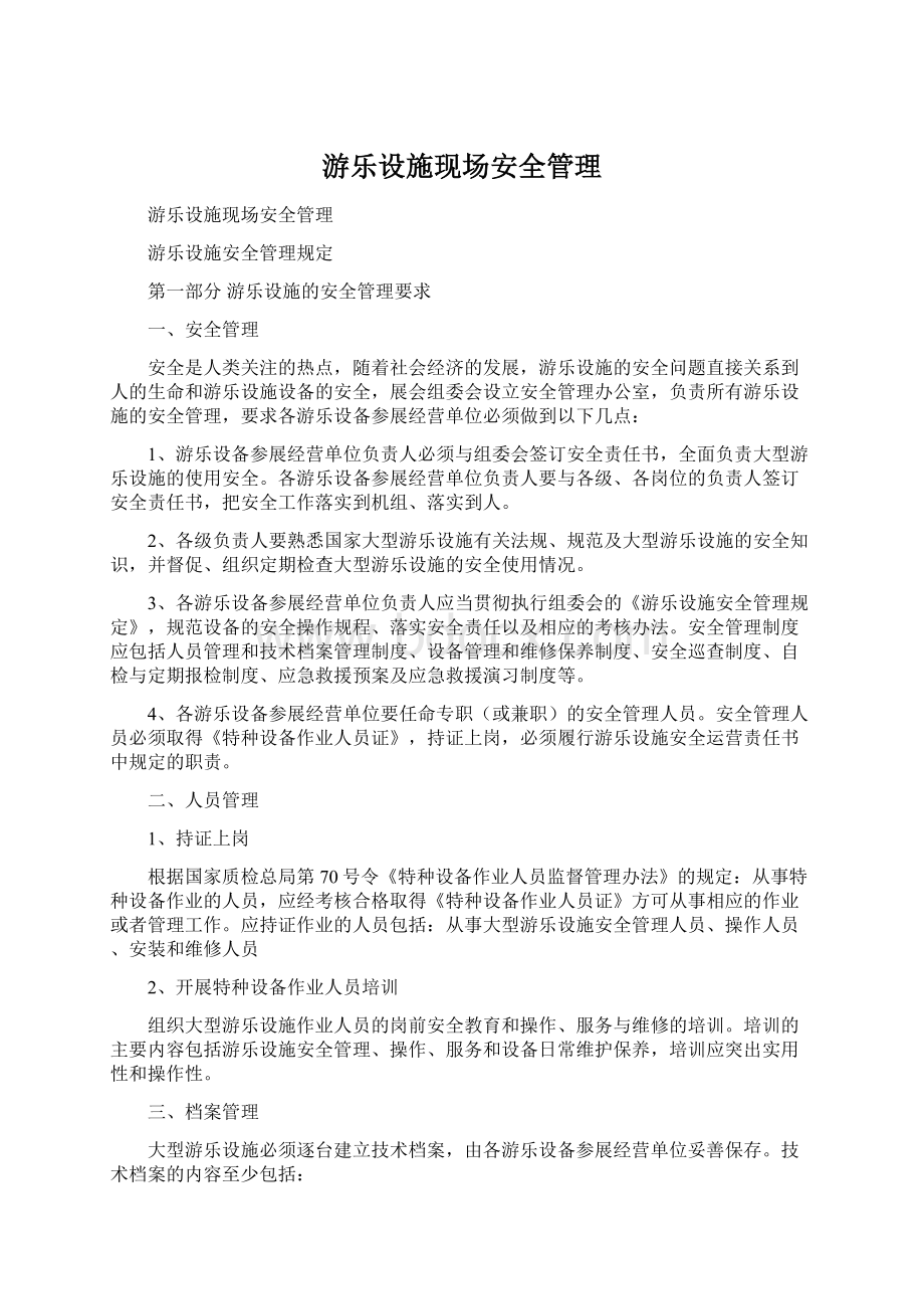 游乐设施现场安全管理Word格式文档下载.docx_第1页