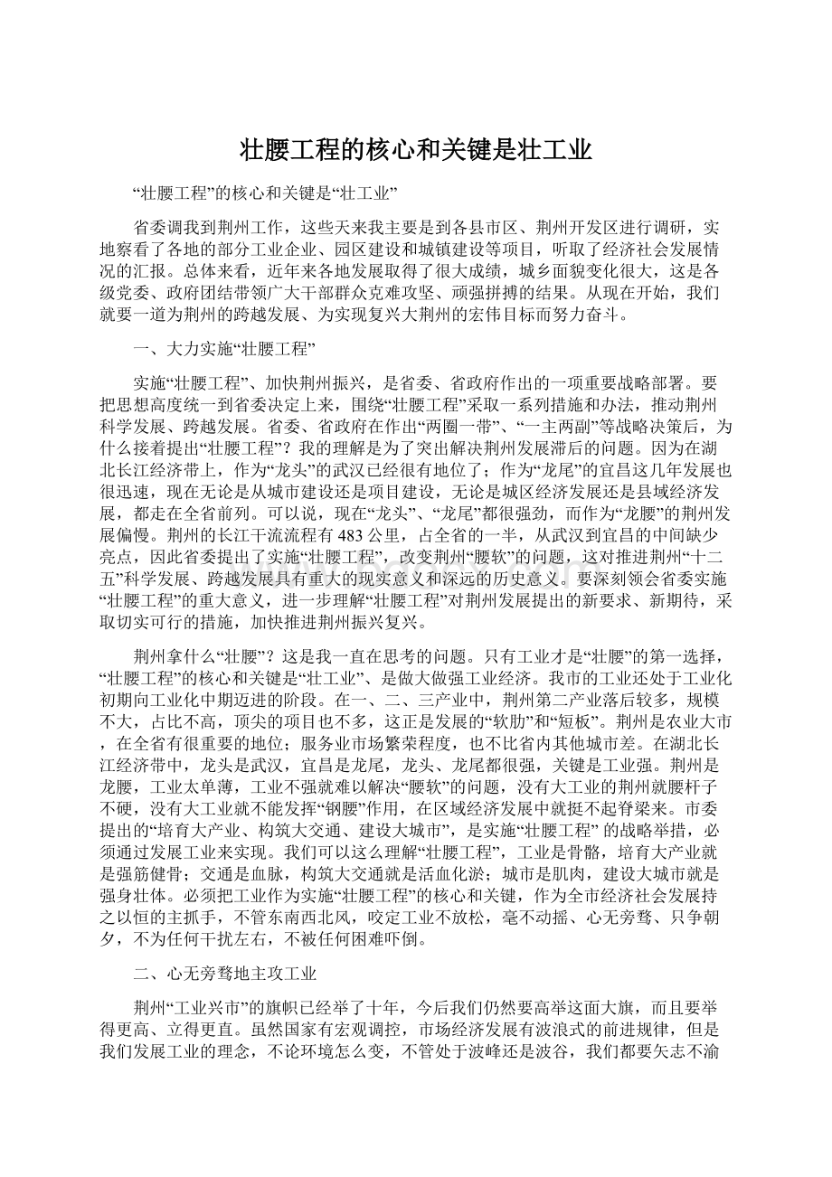 壮腰工程的核心和关键是壮工业Word文档下载推荐.docx