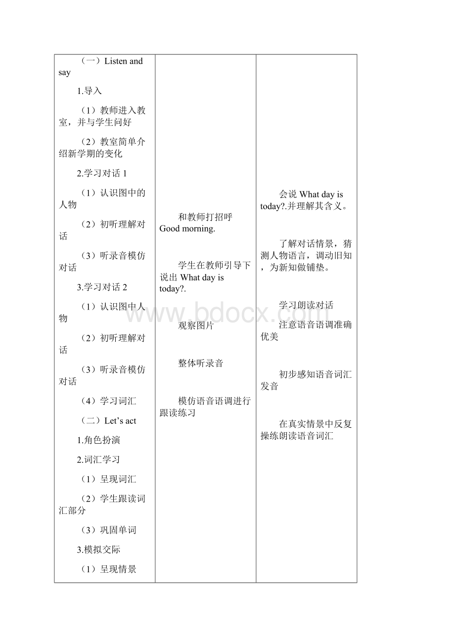 北京版英语小学二年级上册全册精品教案新教材.docx_第3页