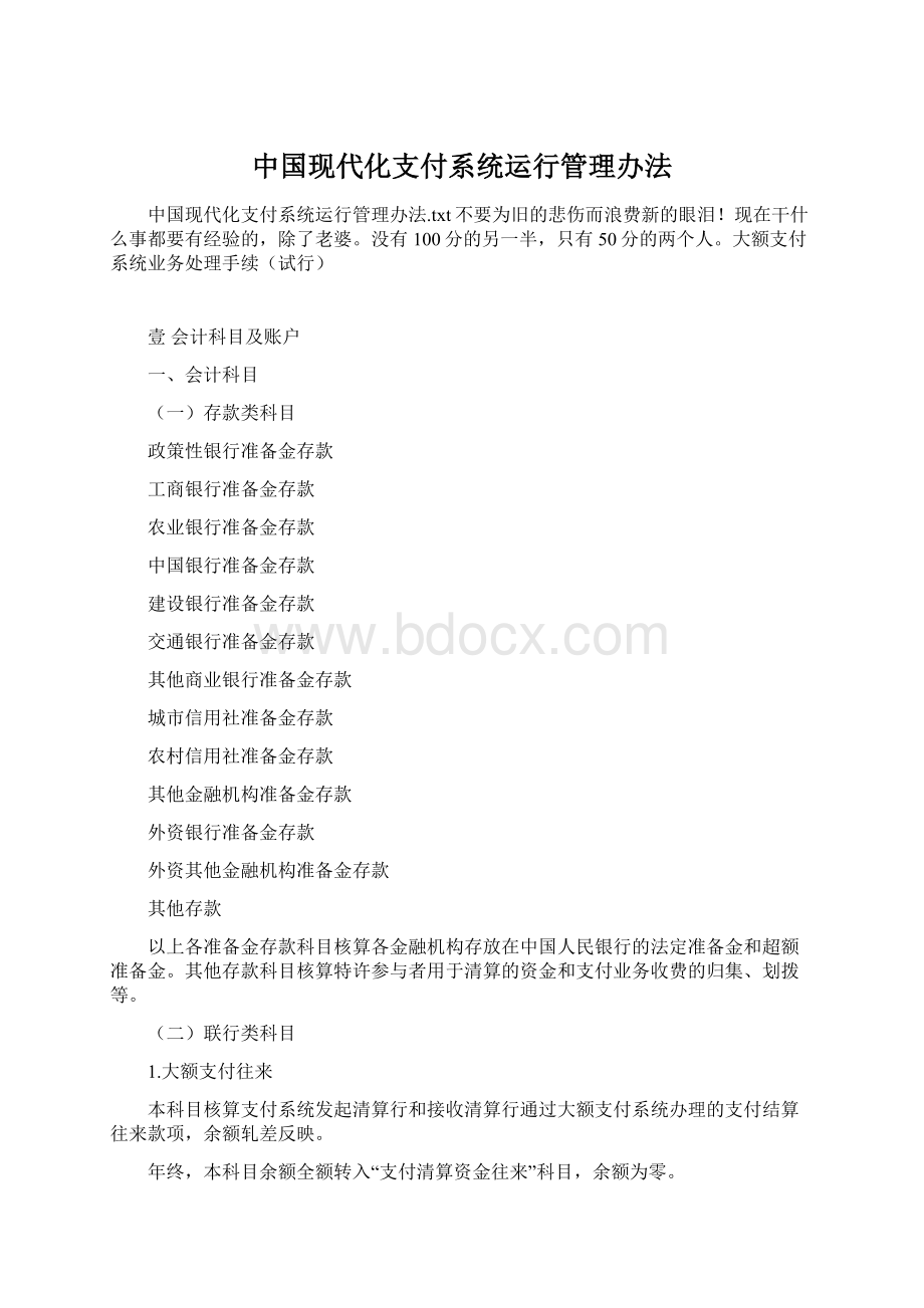 中国现代化支付系统运行管理办法Word文档下载推荐.docx