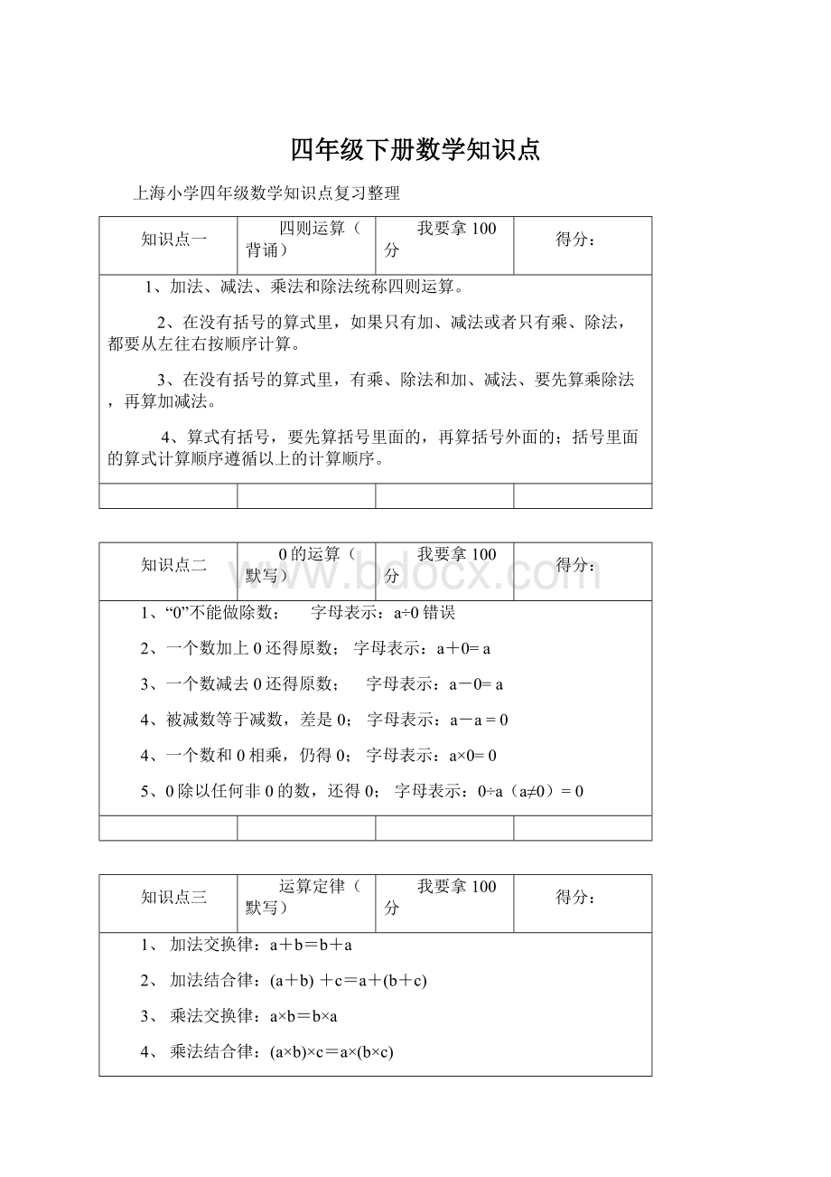 四年级下册数学知识点Word文件下载.docx_第1页