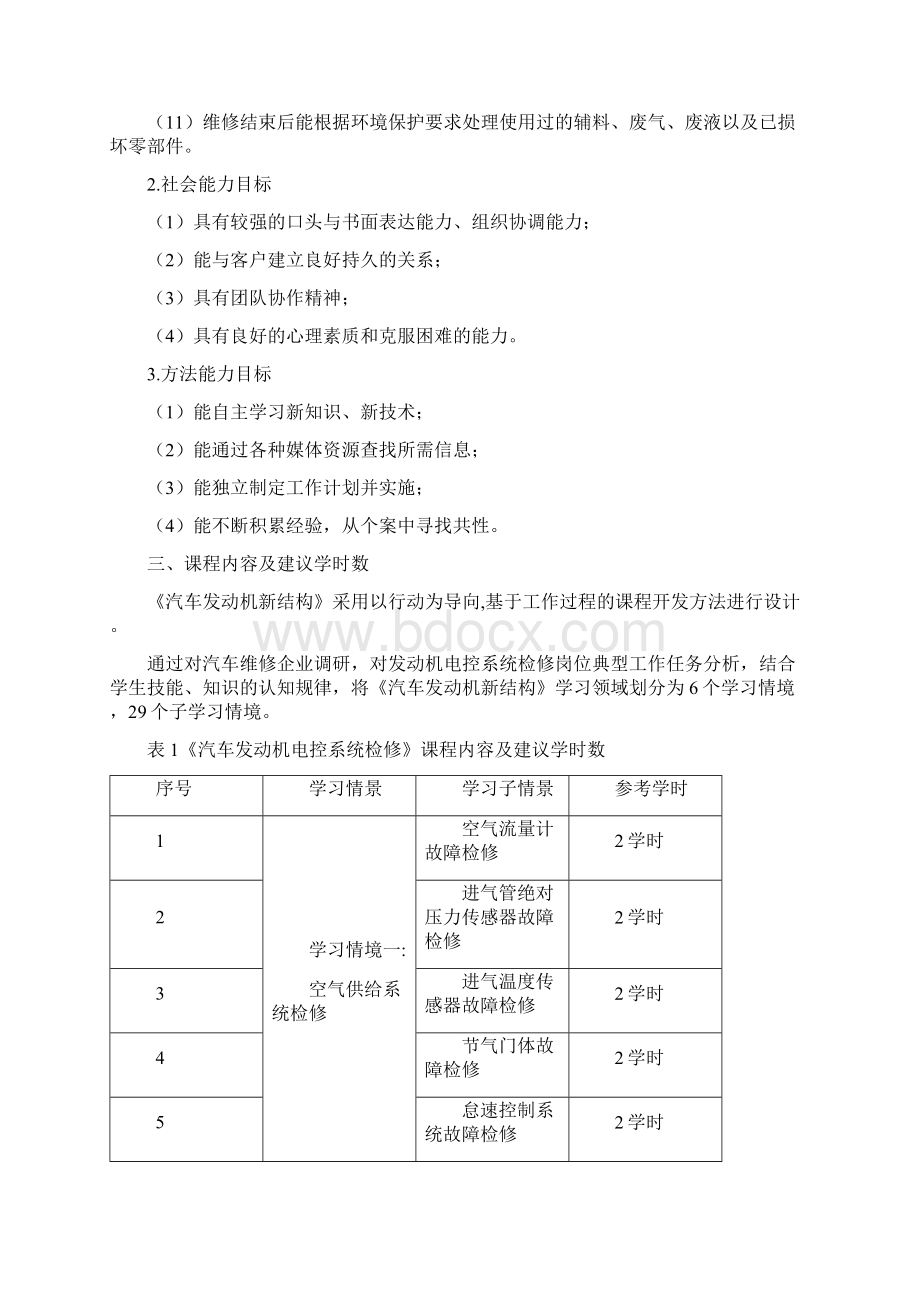 汽车发动机电控系统检修课程标准汇总Word文档格式.docx_第2页