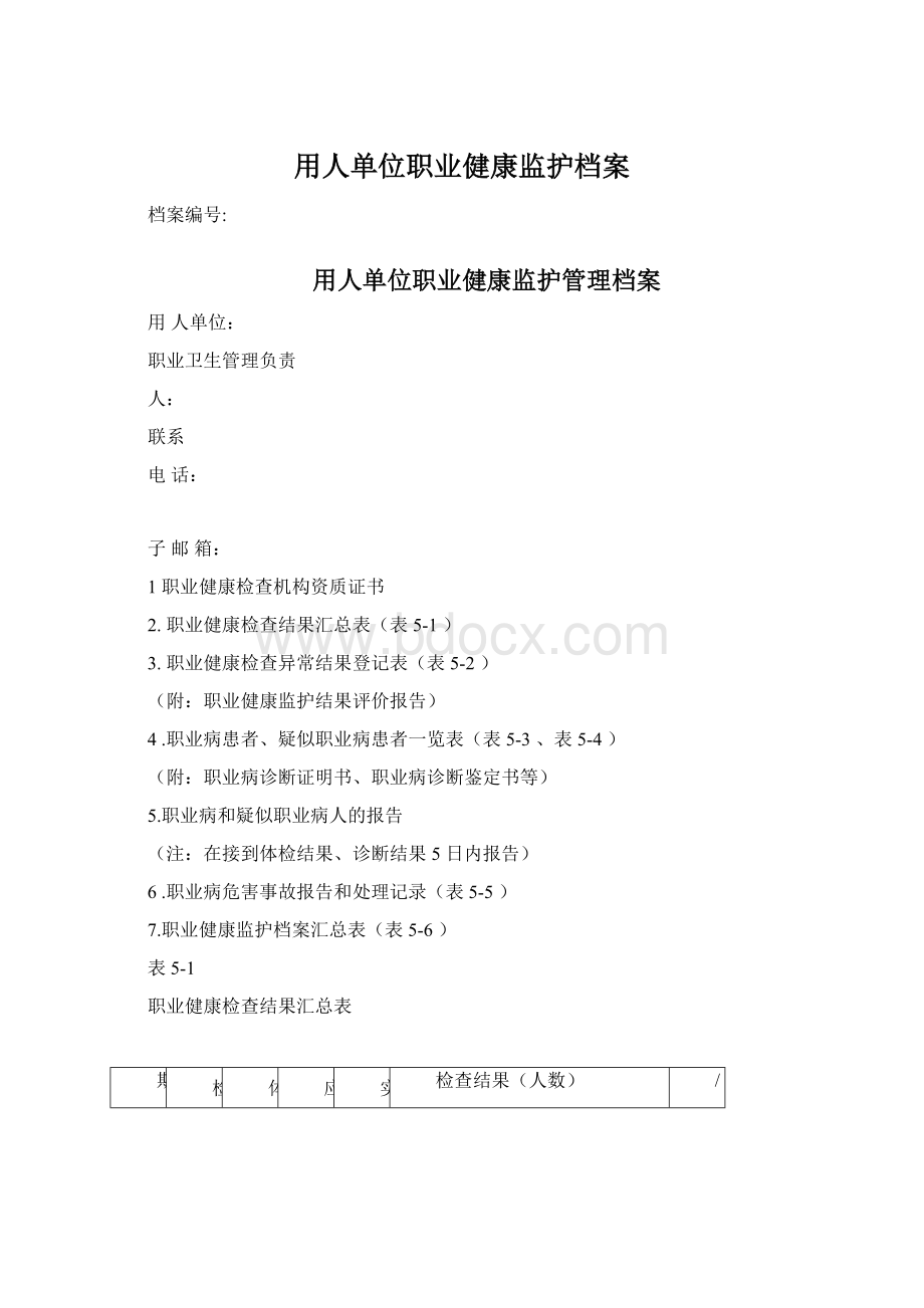 用人单位职业健康监护档案文档格式.docx