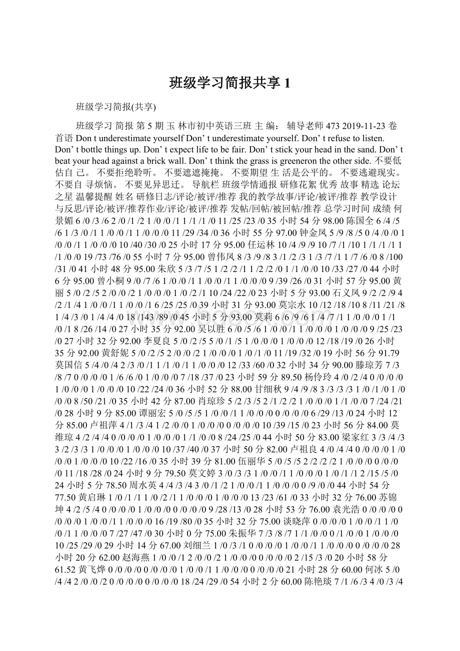 班级学习简报共享1Word文档格式.docx