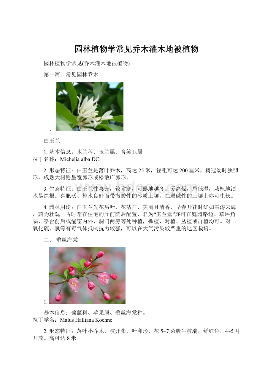 园林植物学常见乔木灌木地被植物Word文档格式.docx_第1页