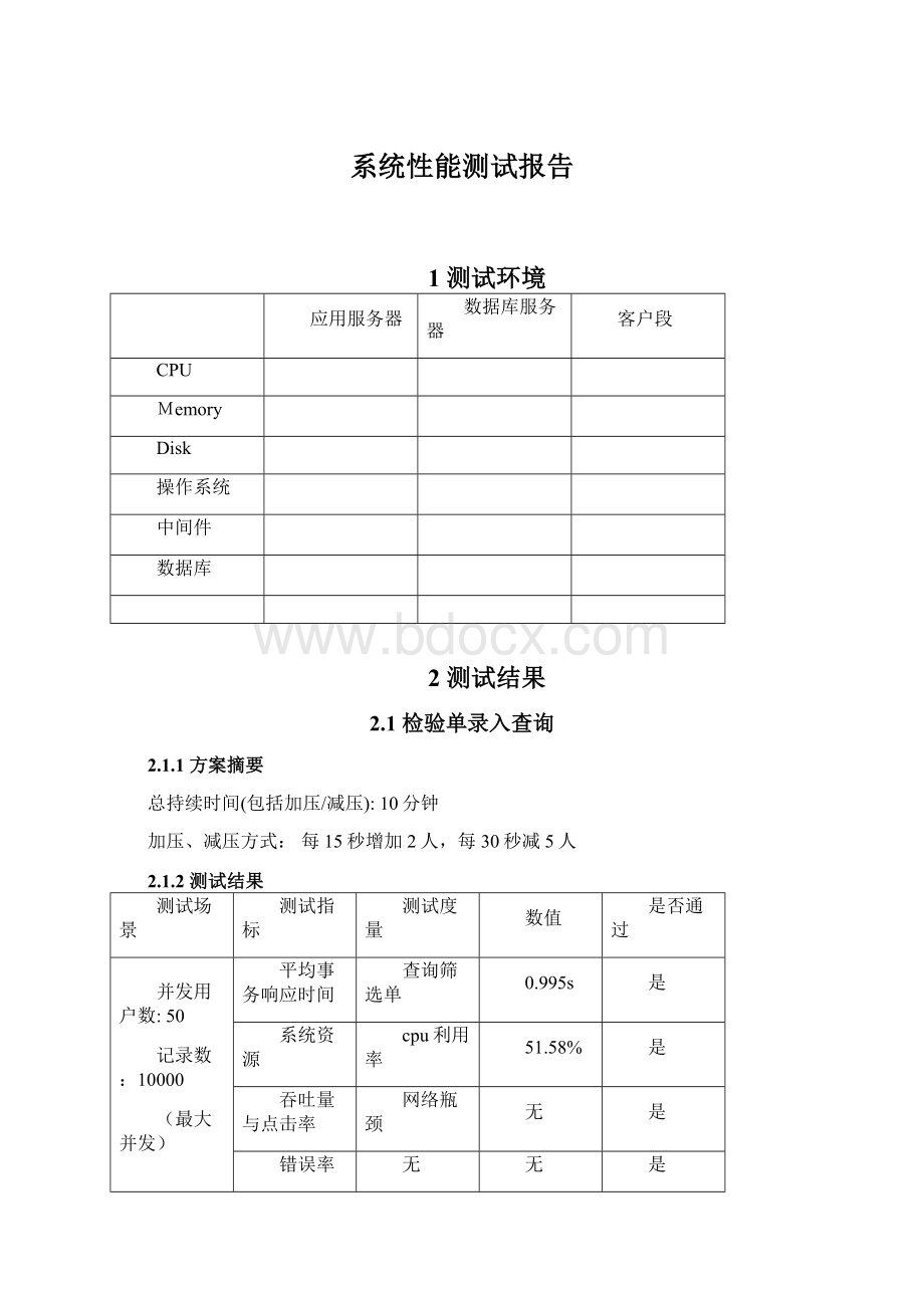 系统性能测试报告Word文件下载.docx