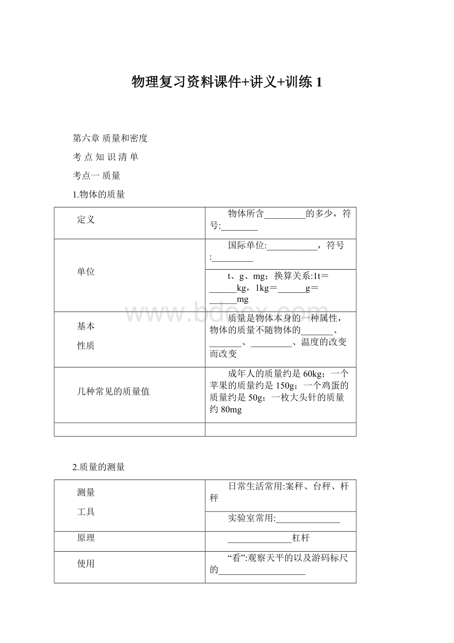 物理复习资料课件+讲义+训练 1Word下载.docx_第1页