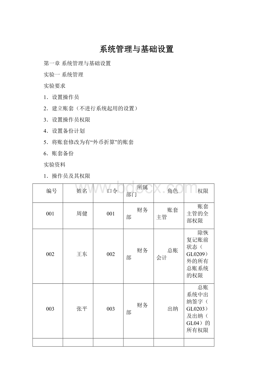 系统管理与基础设置Word下载.docx