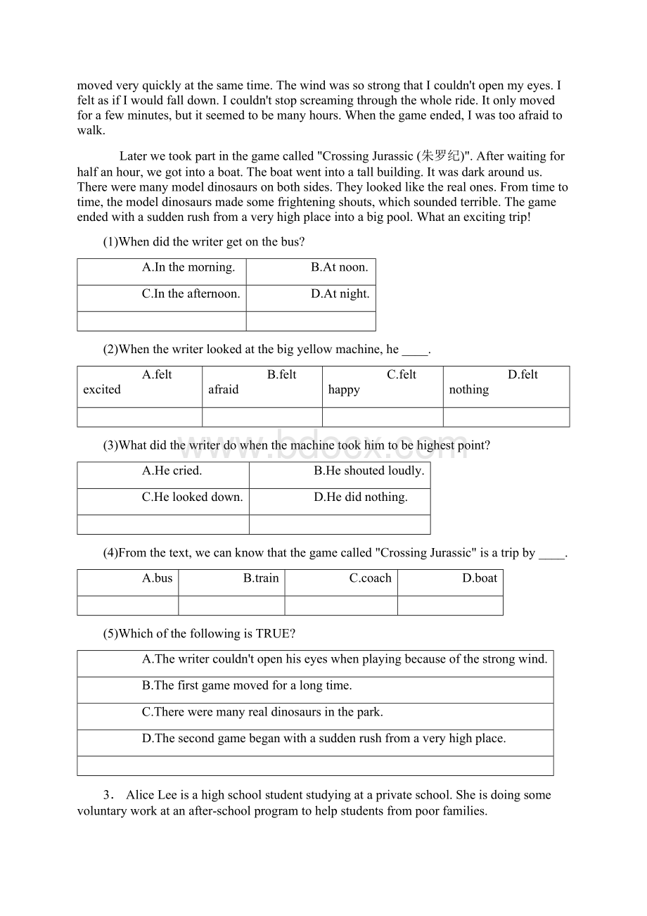 八年级英语16篇阅读理解练习和答案.docx_第3页
