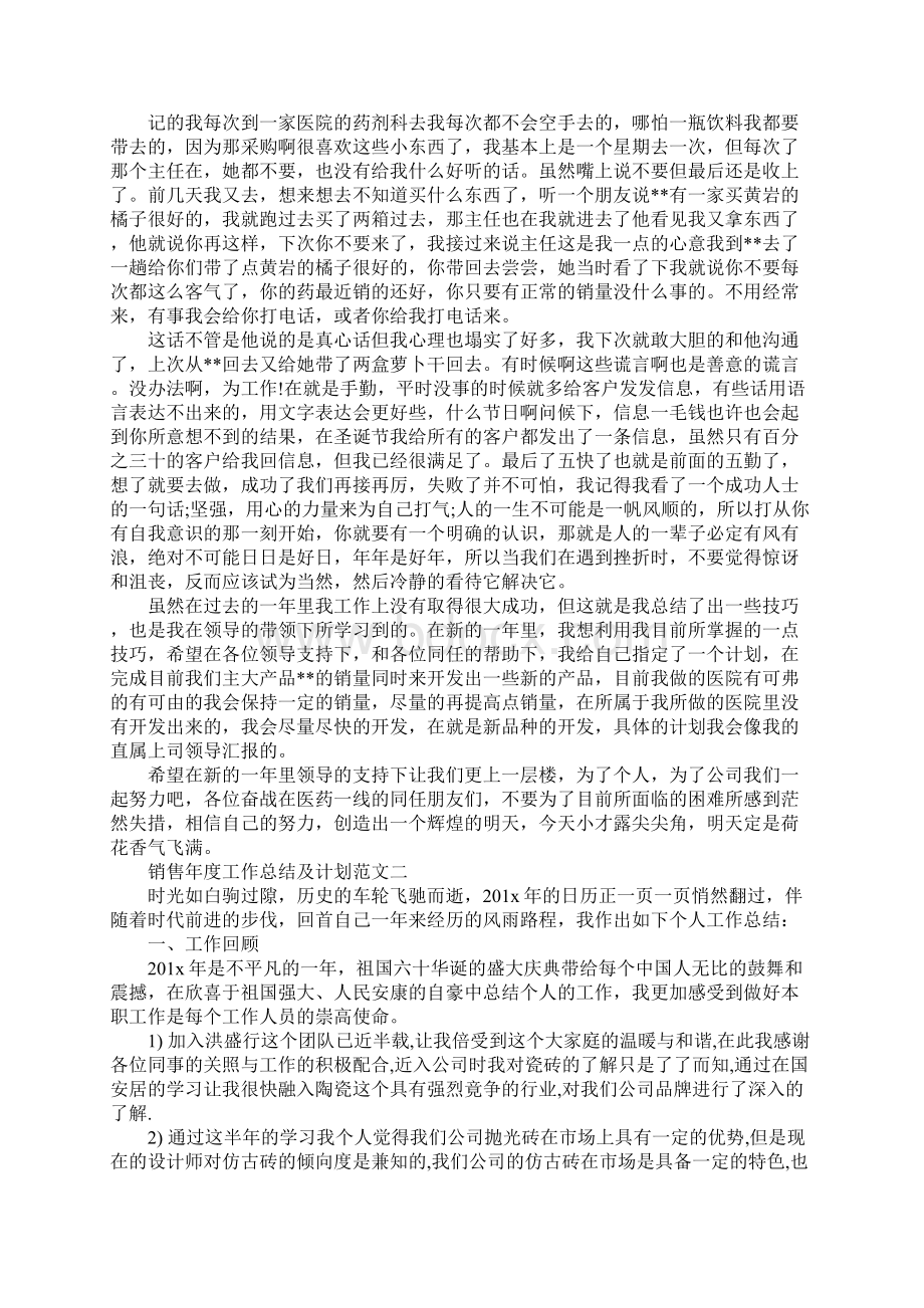 20XX年销售年度工作总结及计划Word格式文档下载.docx_第2页