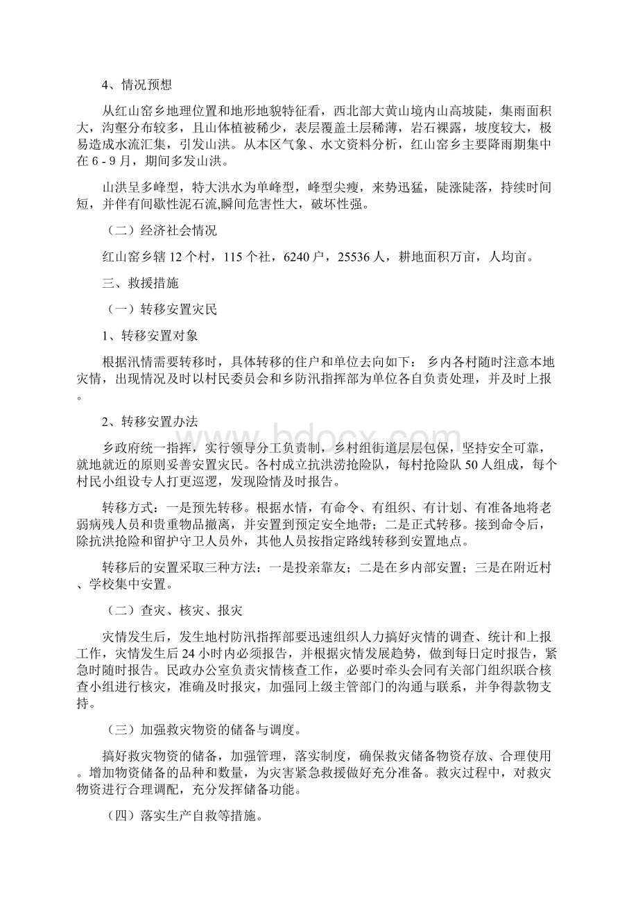 红山窑乡防汛救灾应急预案文档格式.docx_第2页