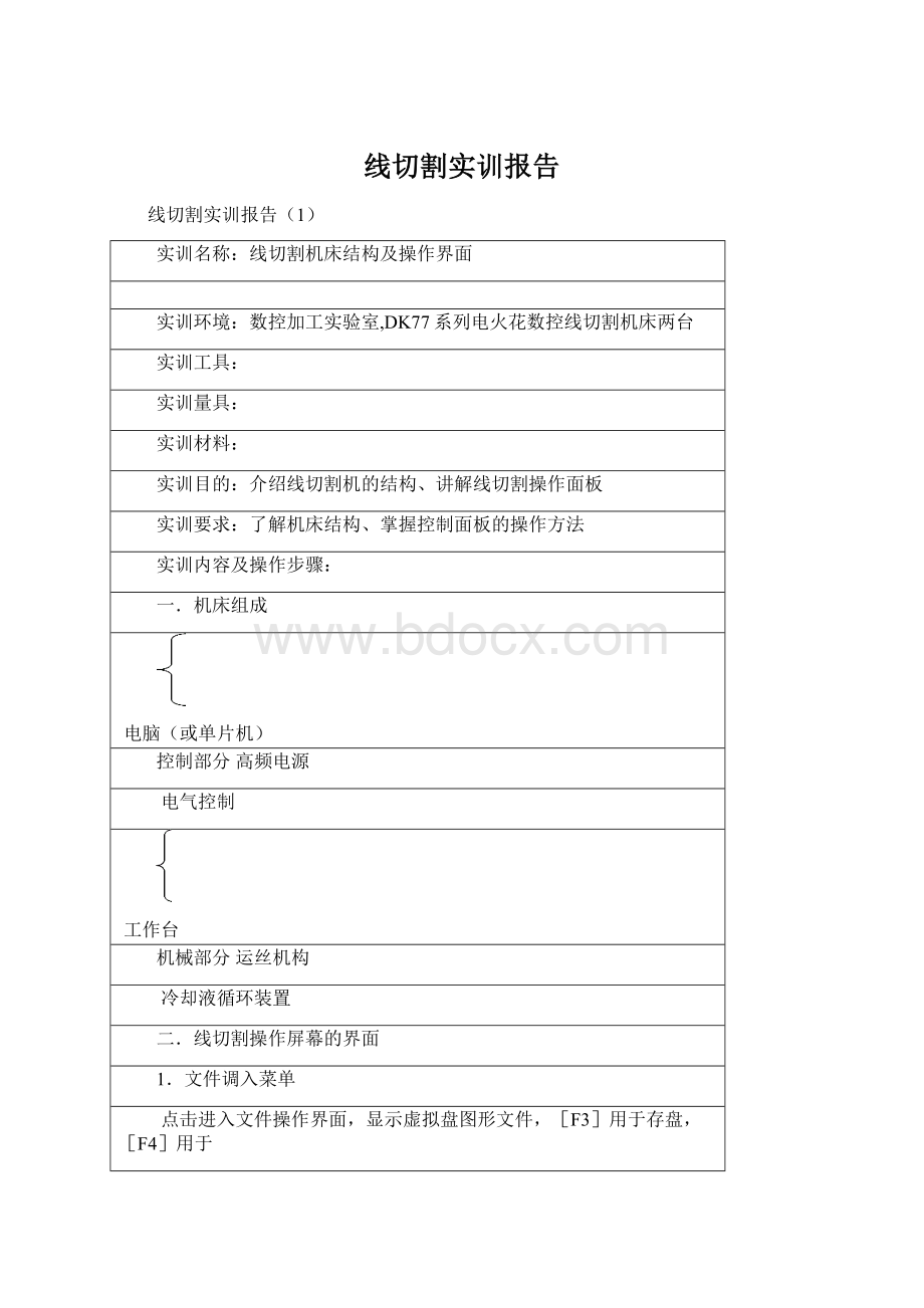 线切割实训报告.docx_第1页