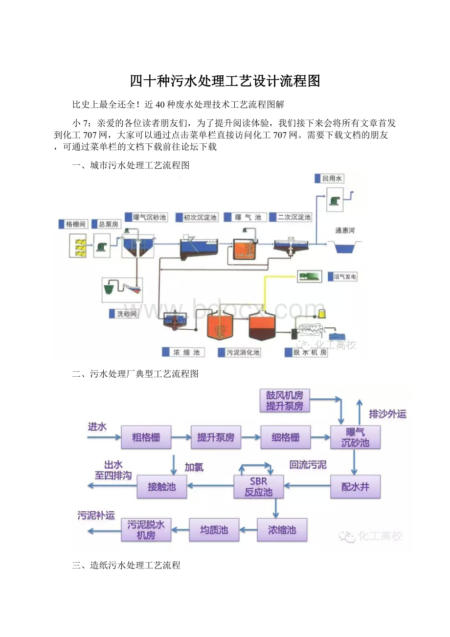 四十种污水处理工艺设计流程图.docx