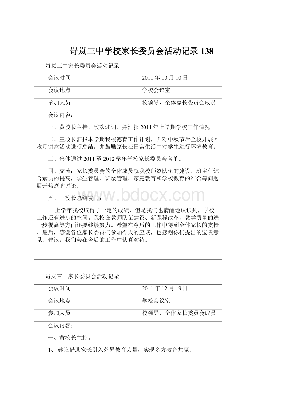 岢岚三中学校家长委员会活动记录138Word文档格式.docx