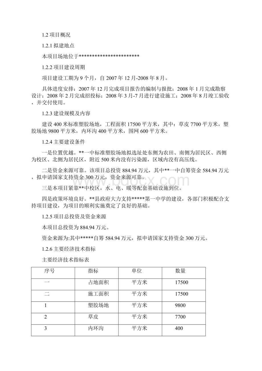 XX中学标准塑胶运动场地建设项目可行性研究报告Word格式文档下载.docx_第2页