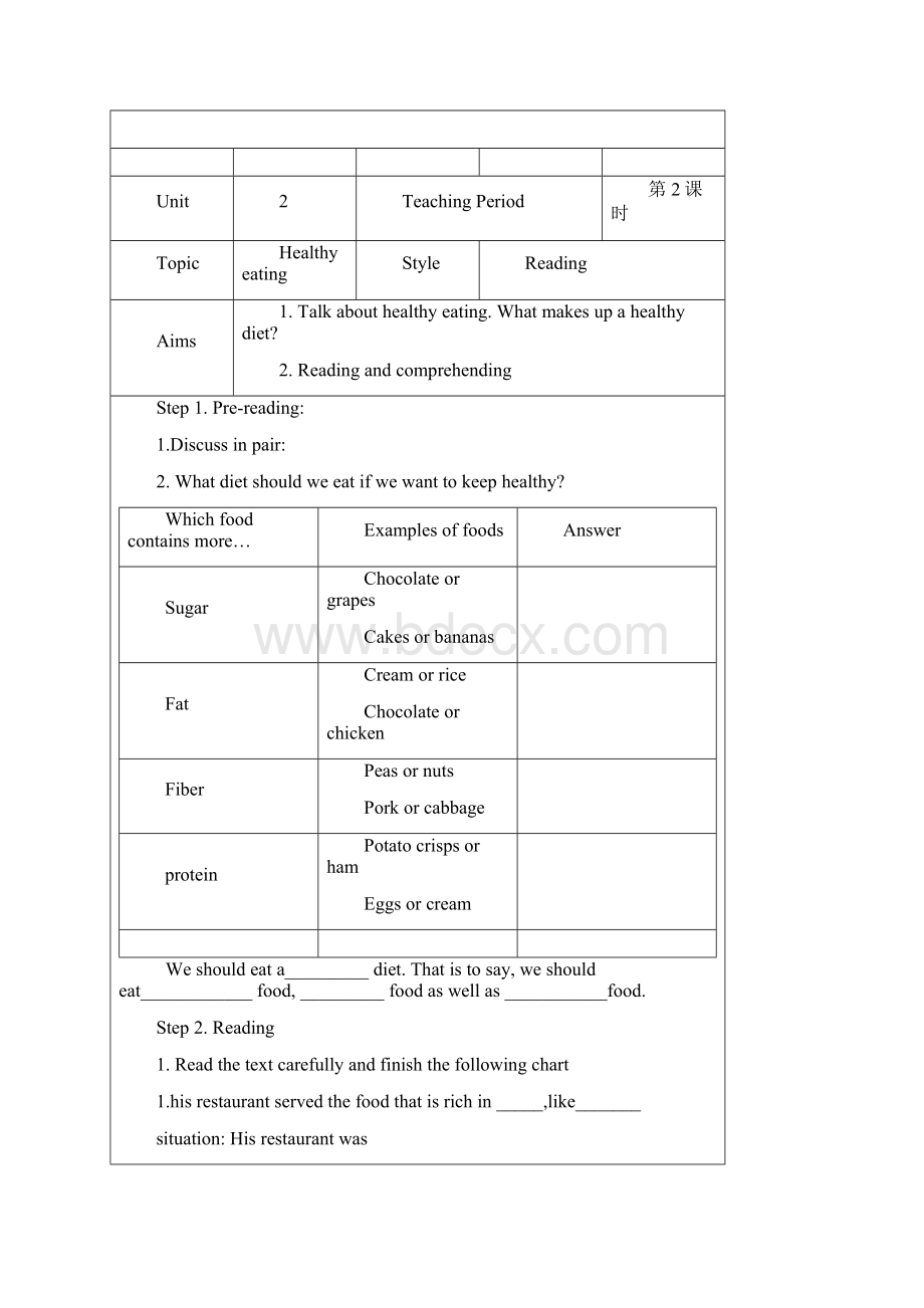 届一轮复习人教版必修三Unit 2 Healthy eating单元学案26页word版含有答案解析.docx_第3页