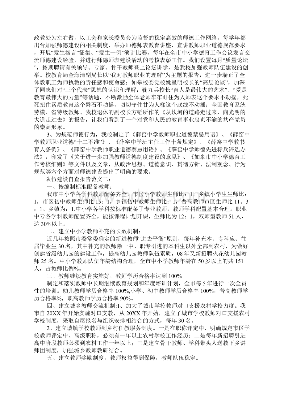 队伍建设自查报告Word文件下载.docx_第2页