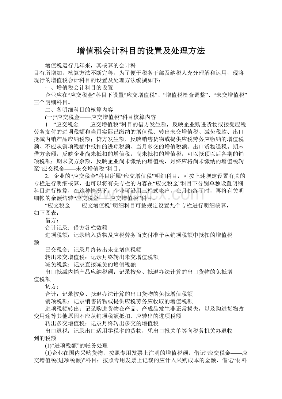 增值税会计科目的设置及处理方法.docx