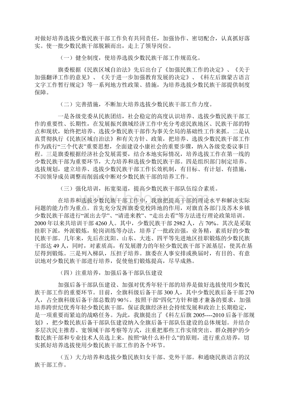 某某旗少数民族干部培养选拔工作情况总结Word文件下载.docx_第2页