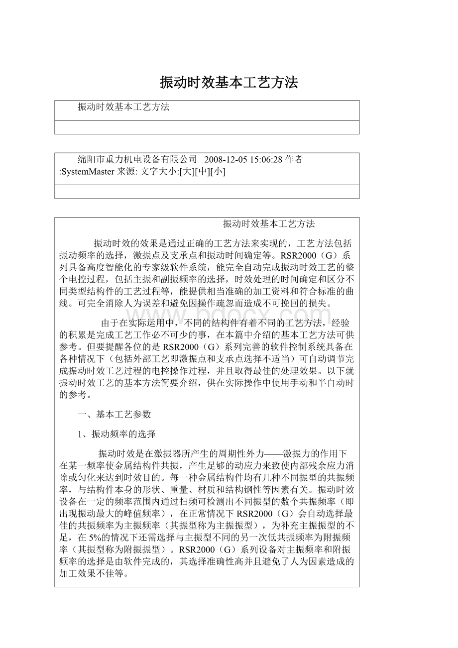 振动时效基本工艺方法Word文档格式.docx_第1页