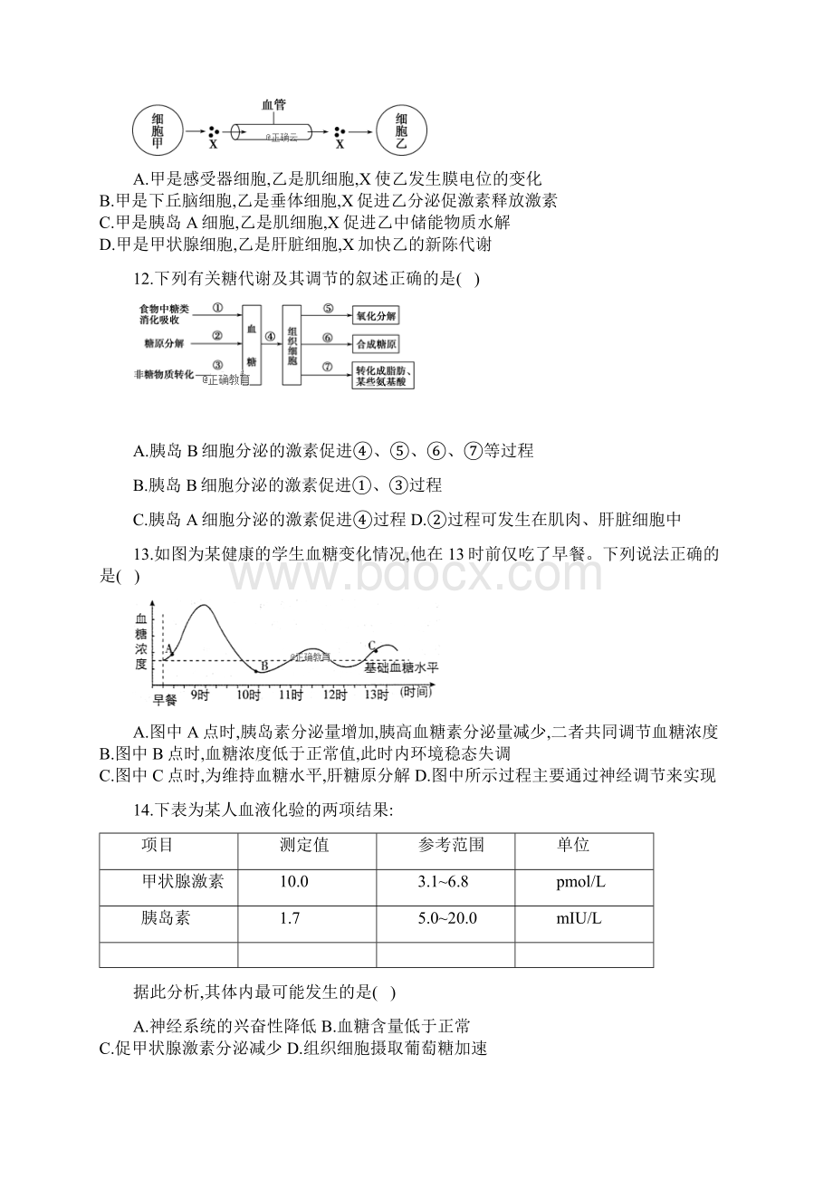 湖南省怀化市中方县第一中学学年高二生物上学期期中试题鸭班174Word下载.docx_第3页