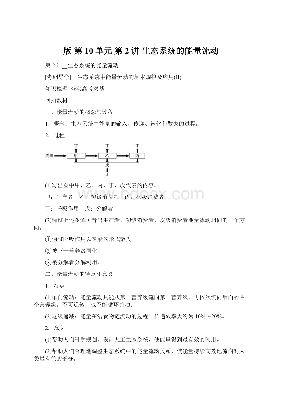 版 第10单元 第2讲 生态系统的能量流动Word下载.docx