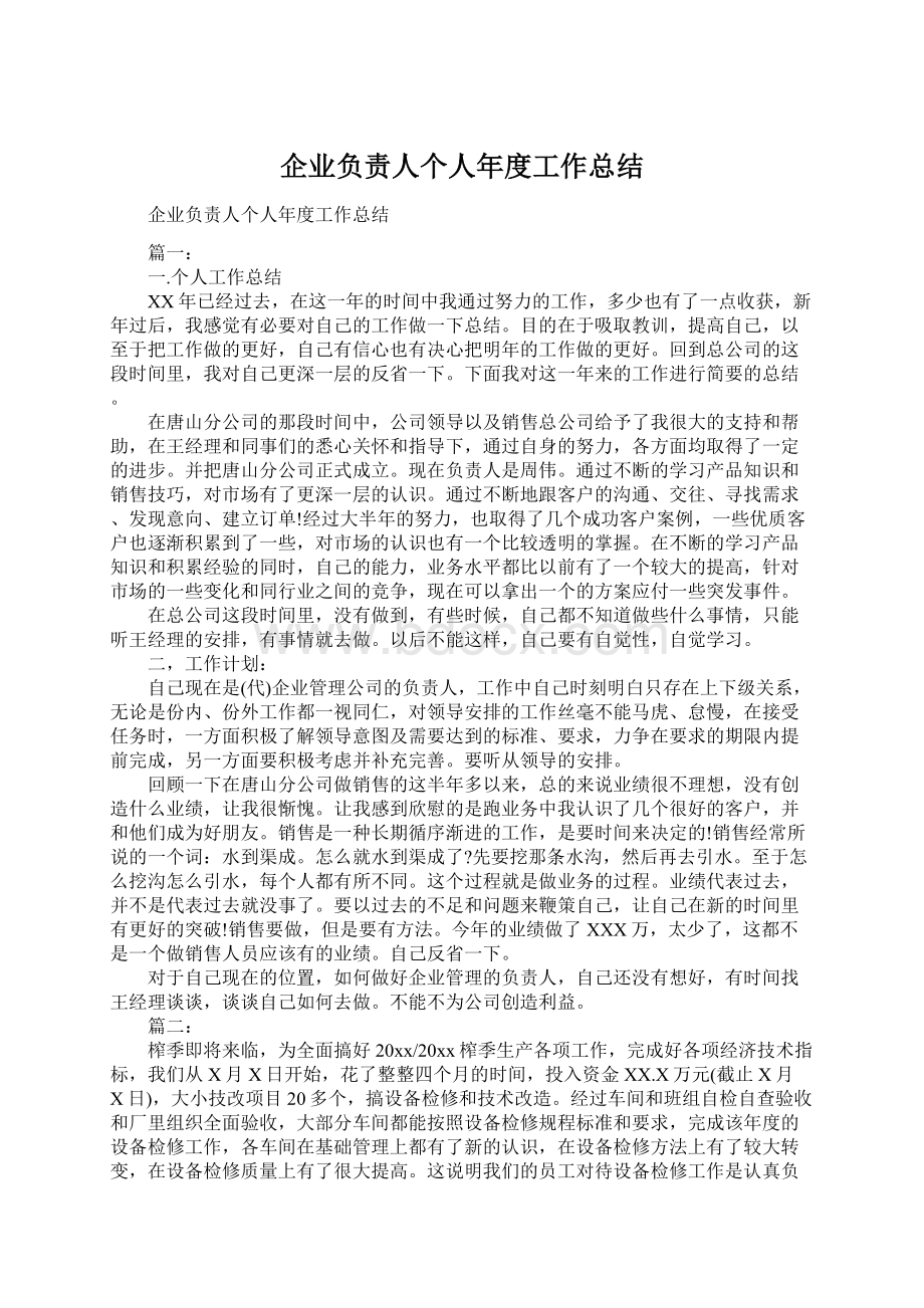 企业负责人个人年度工作总结.docx_第1页