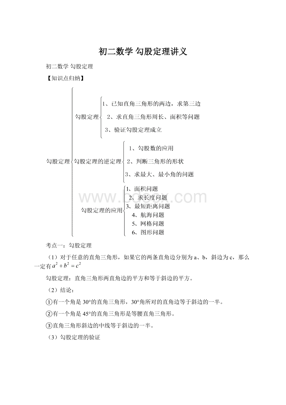 初二数学勾股定理讲义.docx_第1页