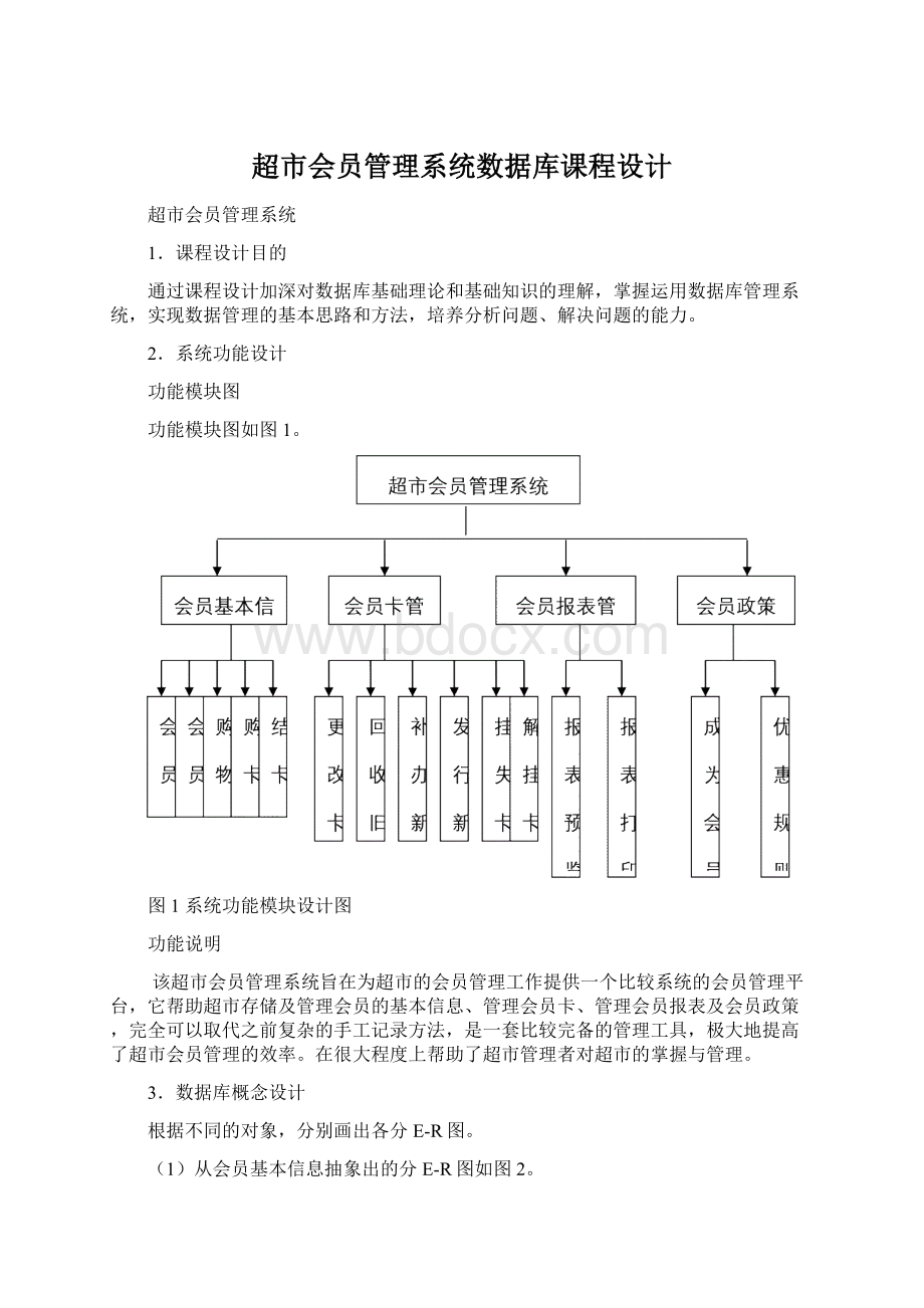 超市会员管理系统数据库课程设计Word文档下载推荐.docx_第1页